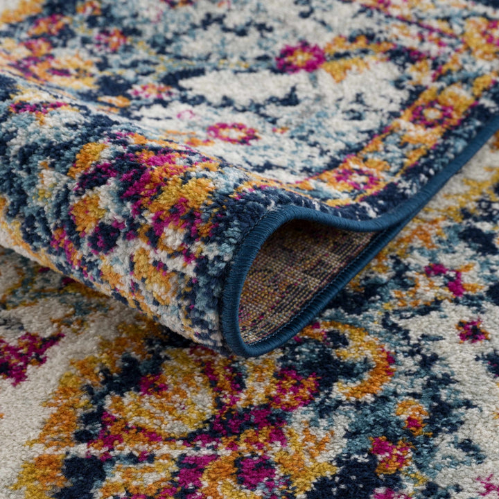 Colorful Traditional Design Beige, Purple and Blue Multi size Area Rug - The Rug Decor