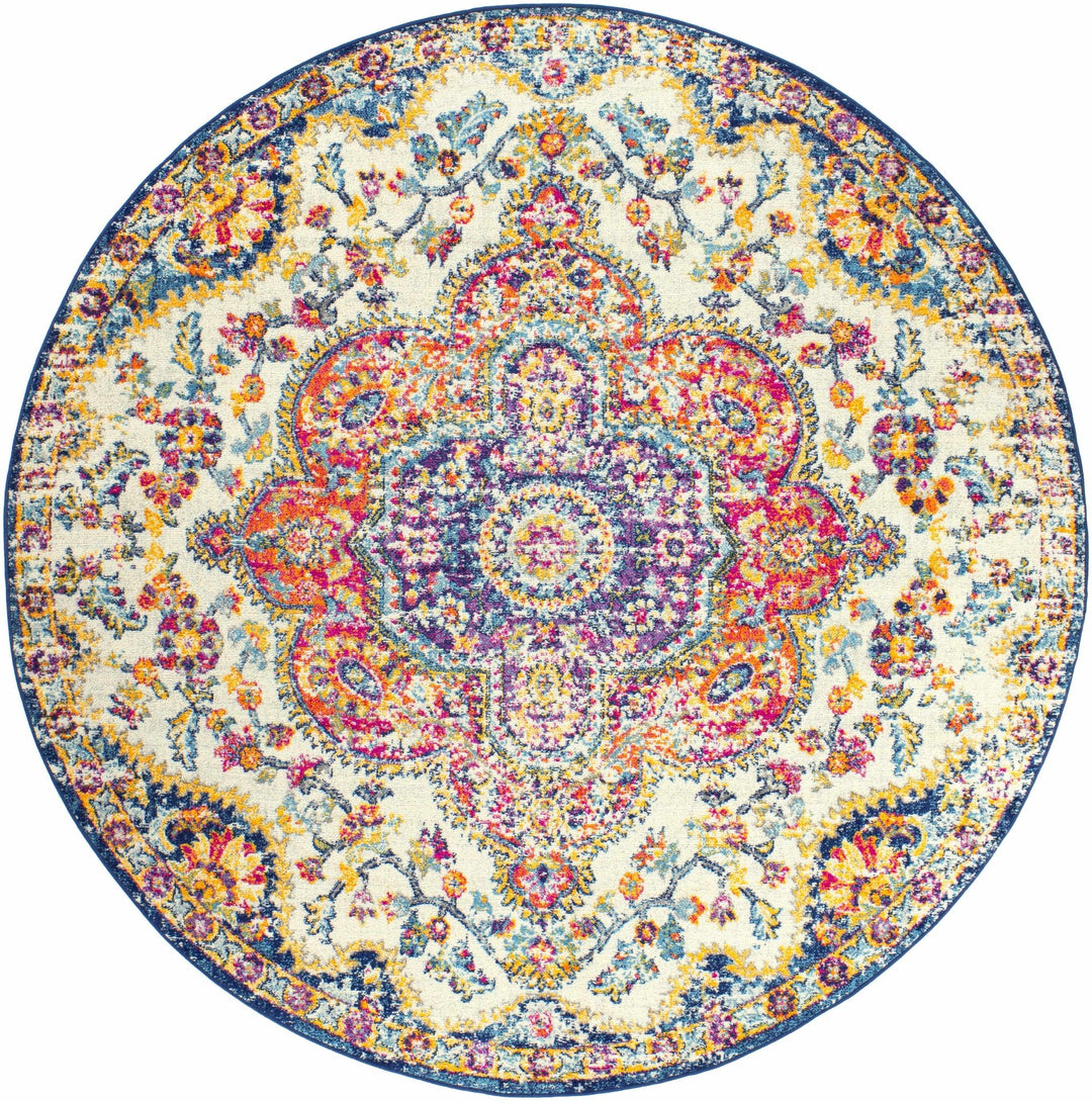 Colorful Traditional Design Beige, Purple and Blue Multi size Area Rug - The Rug Decor