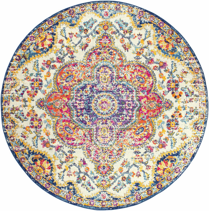 Colorful Traditional Design Beige, Purple and Blue Multi size Area Rug - The Rug Decor