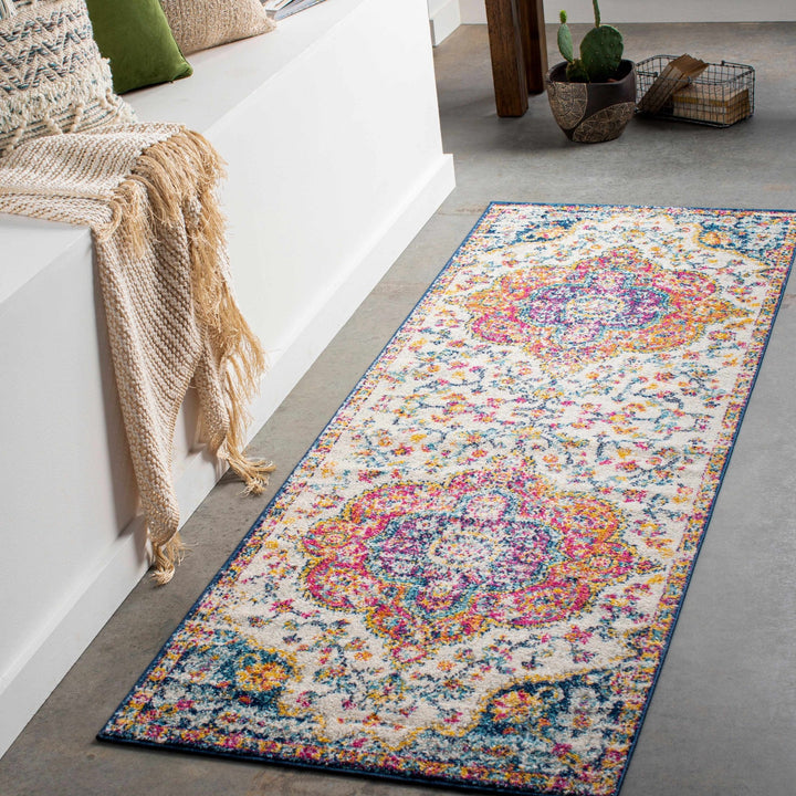 Colorful Traditional Design Beige, Purple and Blue Multi size Area Rug - The Rug Decor
