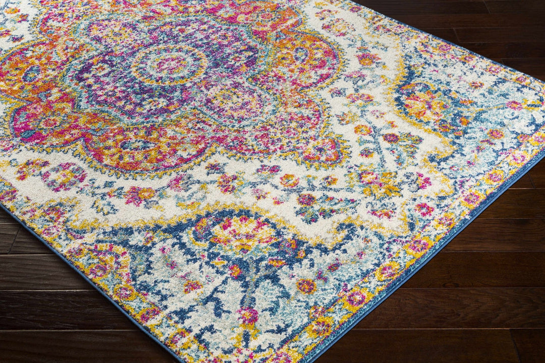 Colorful Traditional Design Beige, Purple and Blue Multi size Area Rug - The Rug Decor