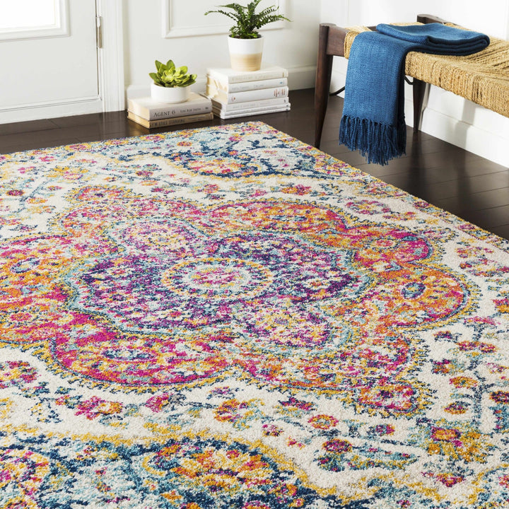 Colorful Traditional Design Beige, Purple and Blue Multi size Area Rug - The Rug Decor