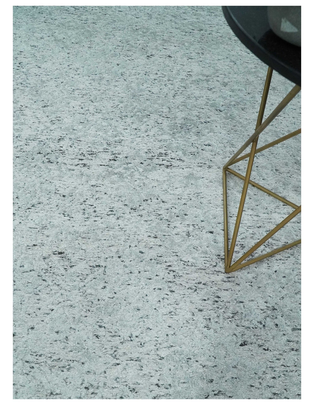 Contemporary 8x10 Silver and Charcoal Modern Abstract Handmade Wool Area Rug - The Rug Decor