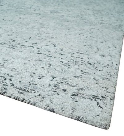 Contemporary 8x10 Silver and Charcoal Modern Abstract Handmade Wool Area Rug - The Rug Decor