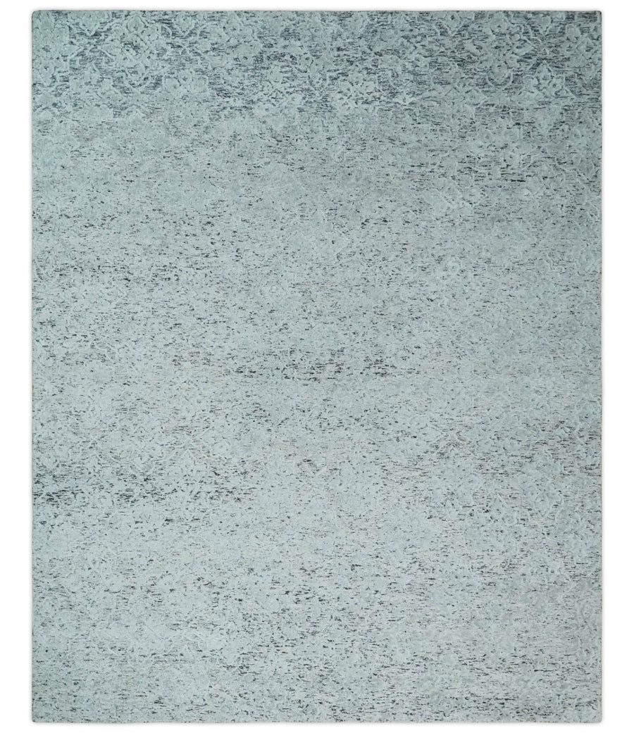 Contemporary 8x10 Silver and Charcoal Modern Abstract Handmade Wool Area Rug - The Rug Decor