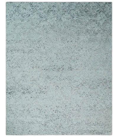 Contemporary 8x10 Silver and Charcoal Modern Abstract Handmade Wool Area Rug - The Rug Decor
