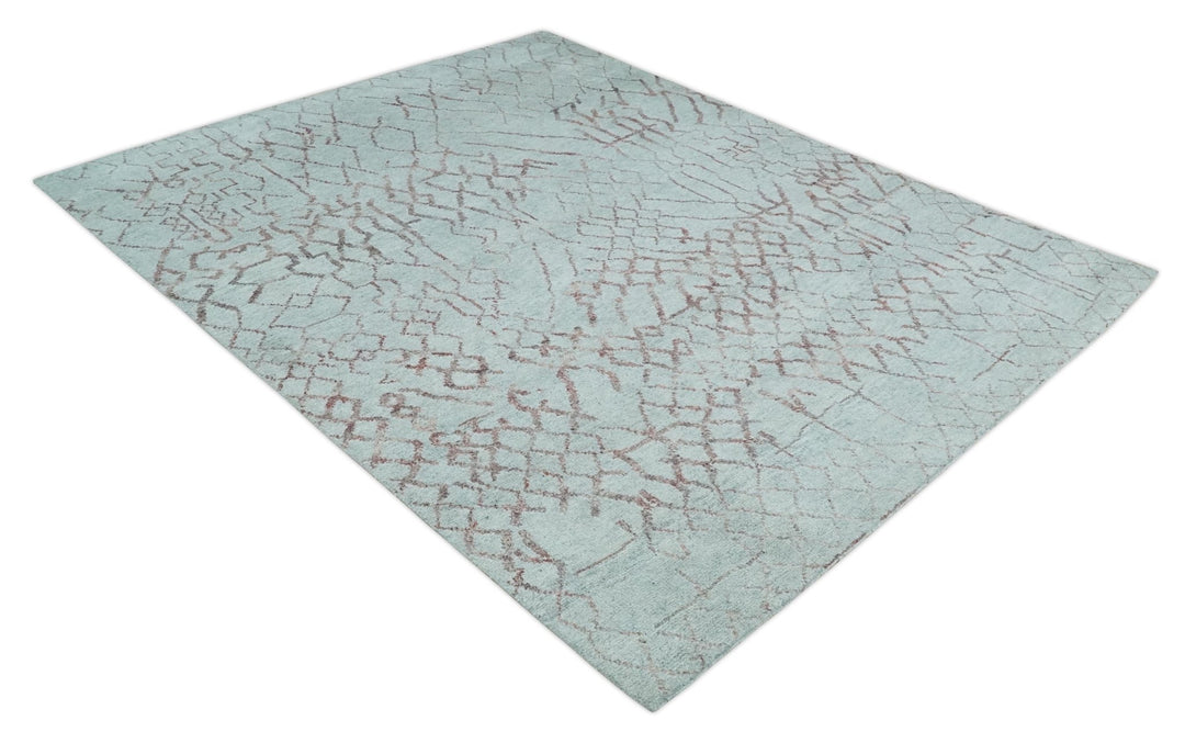 Contemporary 8x10 Silver and Pink Modern Abstract Handmade Wool Area Rug - The Rug Decor