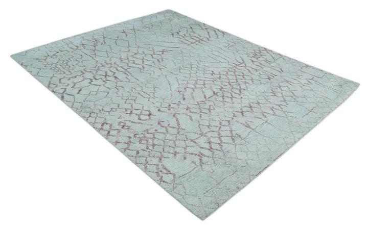 Contemporary 8x10 Silver and Pink Modern Abstract Handmade Wool Area Rug - The Rug Decor