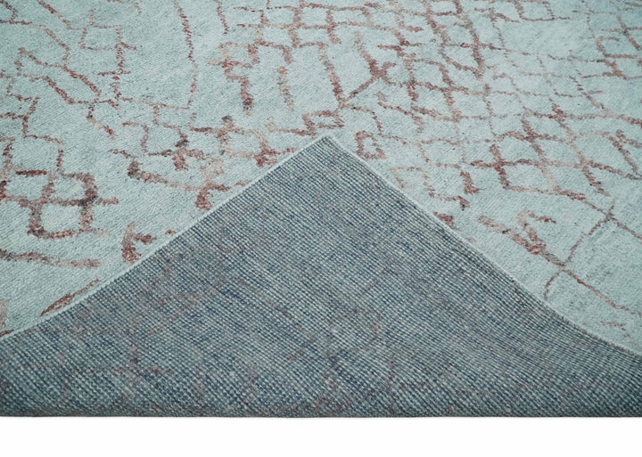Contemporary 8x10 Silver and Pink Modern Abstract Handmade Wool Area Rug - The Rug Decor