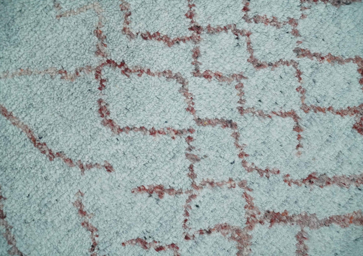 Contemporary 8x10 Silver and Pink Modern Abstract Handmade Wool Area Rug - The Rug Decor