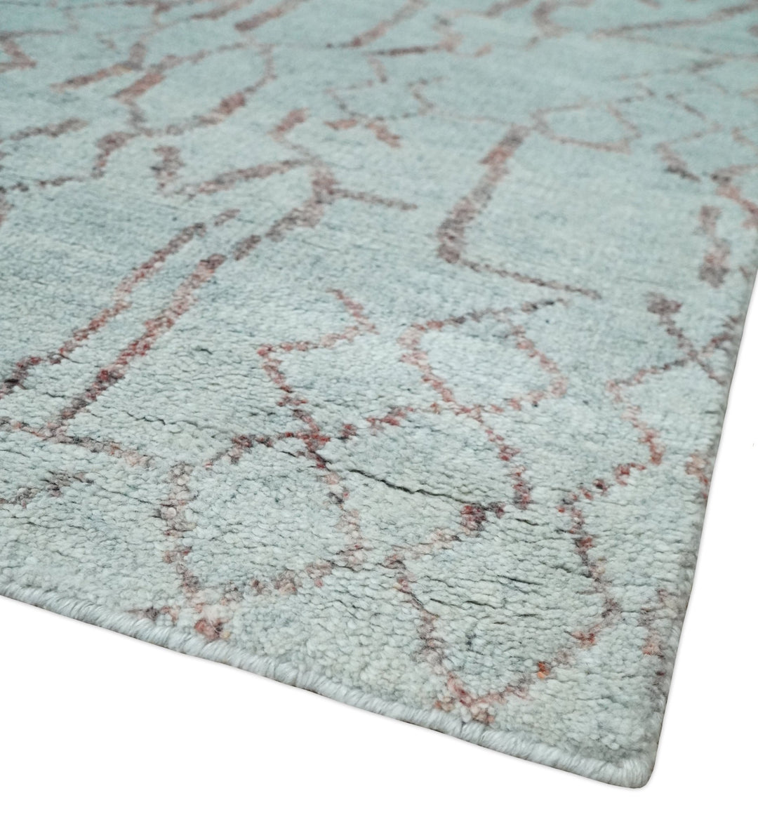 Contemporary 8x10 Silver and Pink Modern Abstract Handmade Wool Area Rug - The Rug Decor