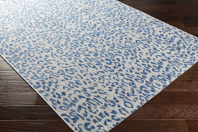 Contemporary Abstract Blue and Ivory Leopard Design Multi size Area Rug - The Rug Decor