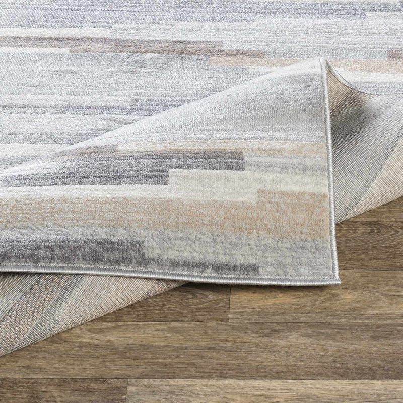 Contemporary Abstract Gray, Brown, Beige, Camel and White Medium Pile Area Rug - The Rug Decor