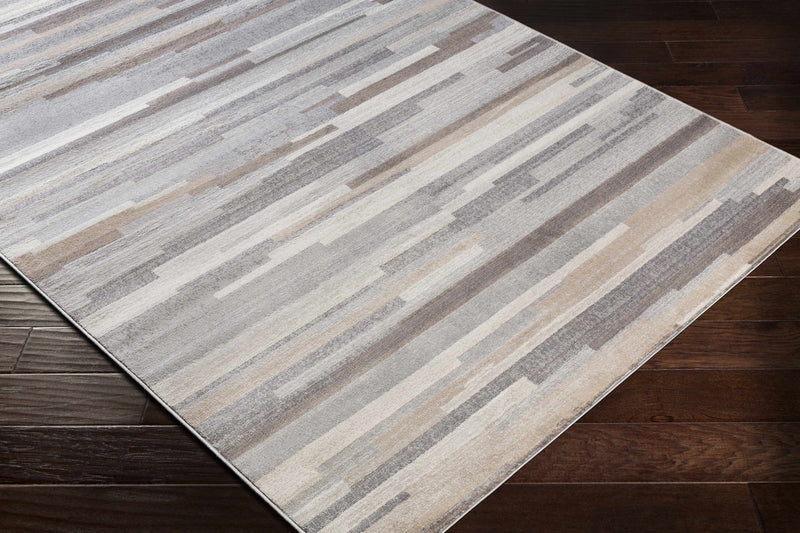 Contemporary Abstract Gray, Brown, Beige, Camel and White Medium Pile Area Rug - The Rug Decor