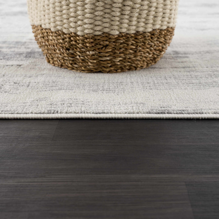 Contemporary Abstract Ivory and Gray Medium pile Multi size Area Rug - The Rug Decor