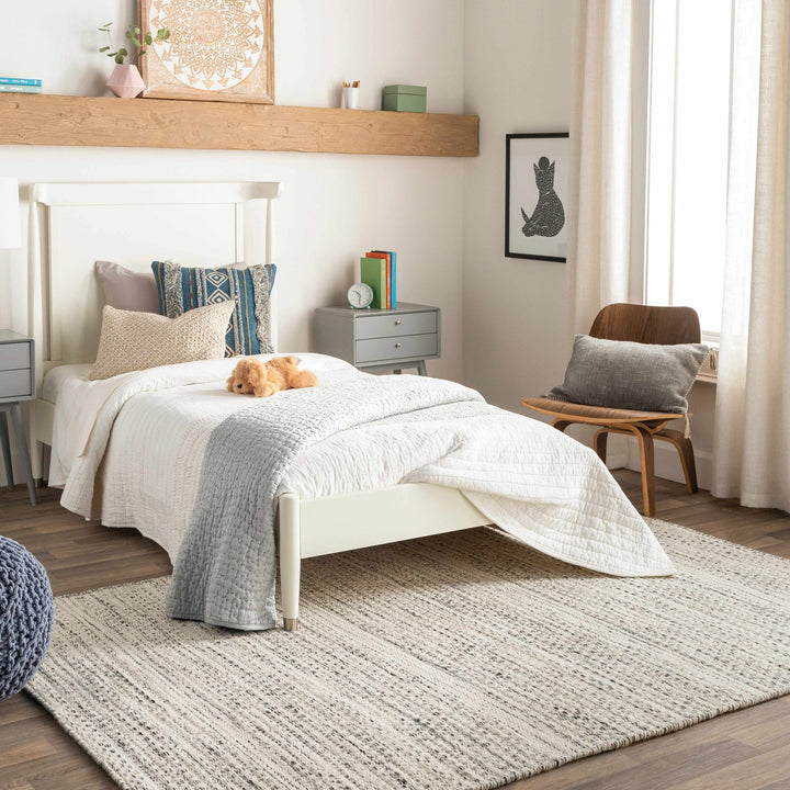 Contemporary Beige and Gray Hand Woven Chevron Design Wool Area Rug - The Rug Decor