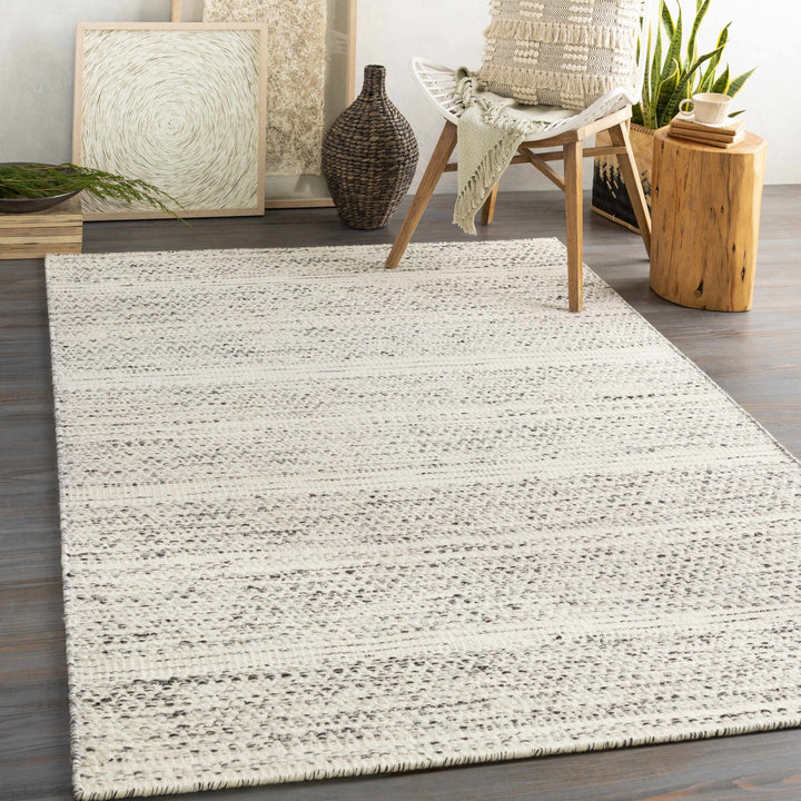 Contemporary Beige and Gray Hand Woven Chevron Design Wool Area Rug - The Rug Decor