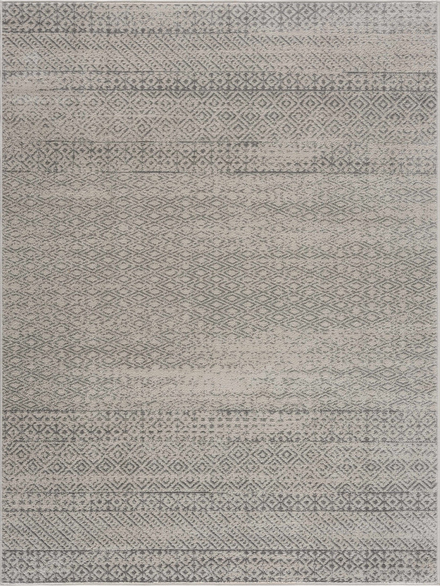Contemporary Beige and Gray Tribal Trellis Medium pile Area Rug - The Rug Decor