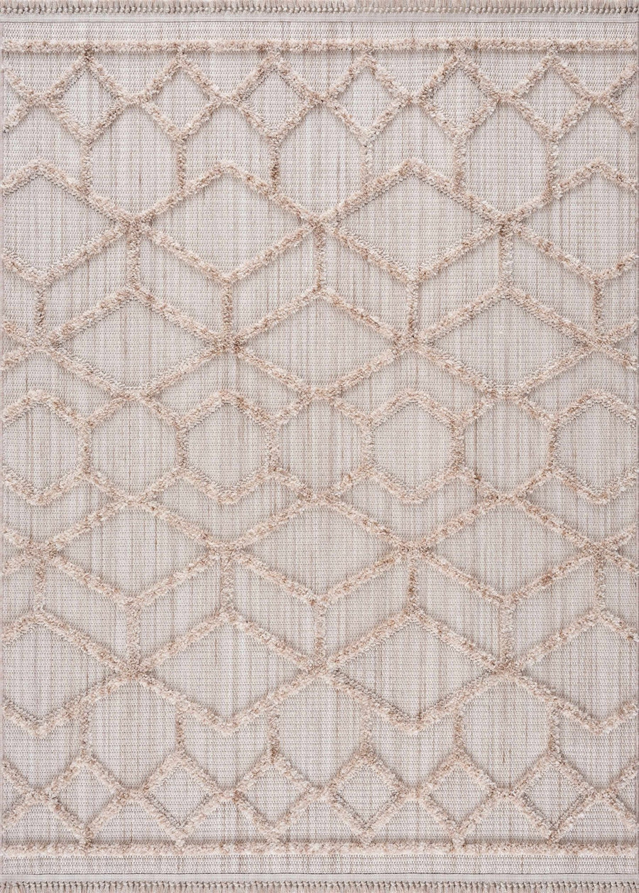 Contemporary Beige and Light Peach High/Low pile Texture Area Rug - The Rug Decor