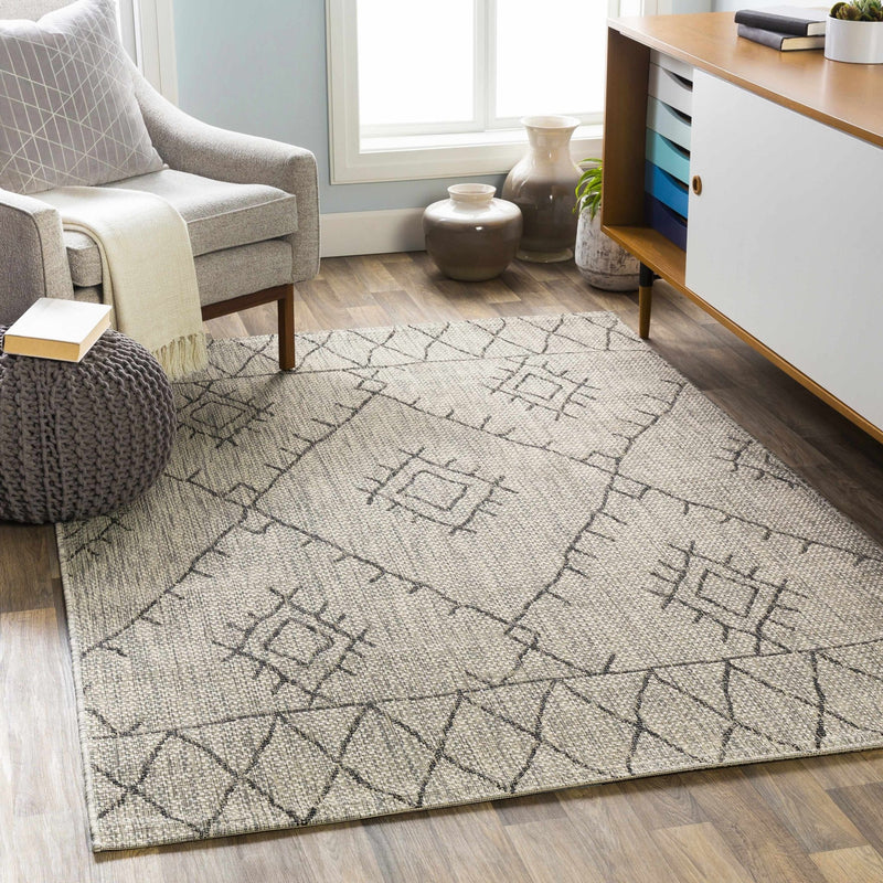 Contemporary Beige, Black and Charcoal Multi Size Outdoor Area Rug - The Rug Decor