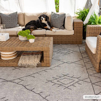 Contemporary Beige, Black and Charcoal Multi Size Outdoor Area Rug - The Rug Decor