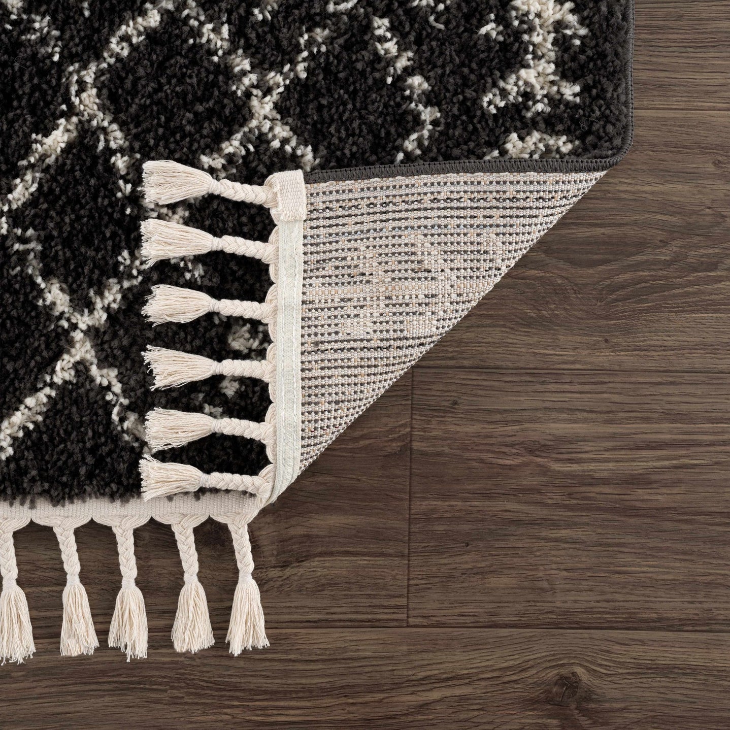 Contemporary Black and Beige Tribal Design Plush Pile Area Rug - The Rug Decor