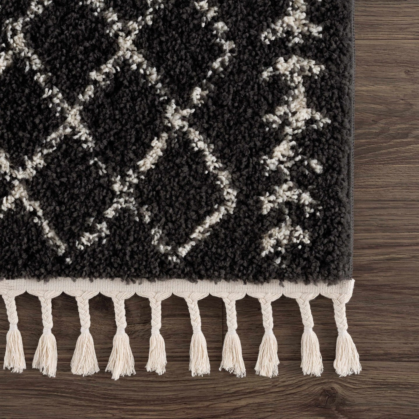 Contemporary Black and Beige Tribal Design Plush Pile Area Rug - The Rug Decor