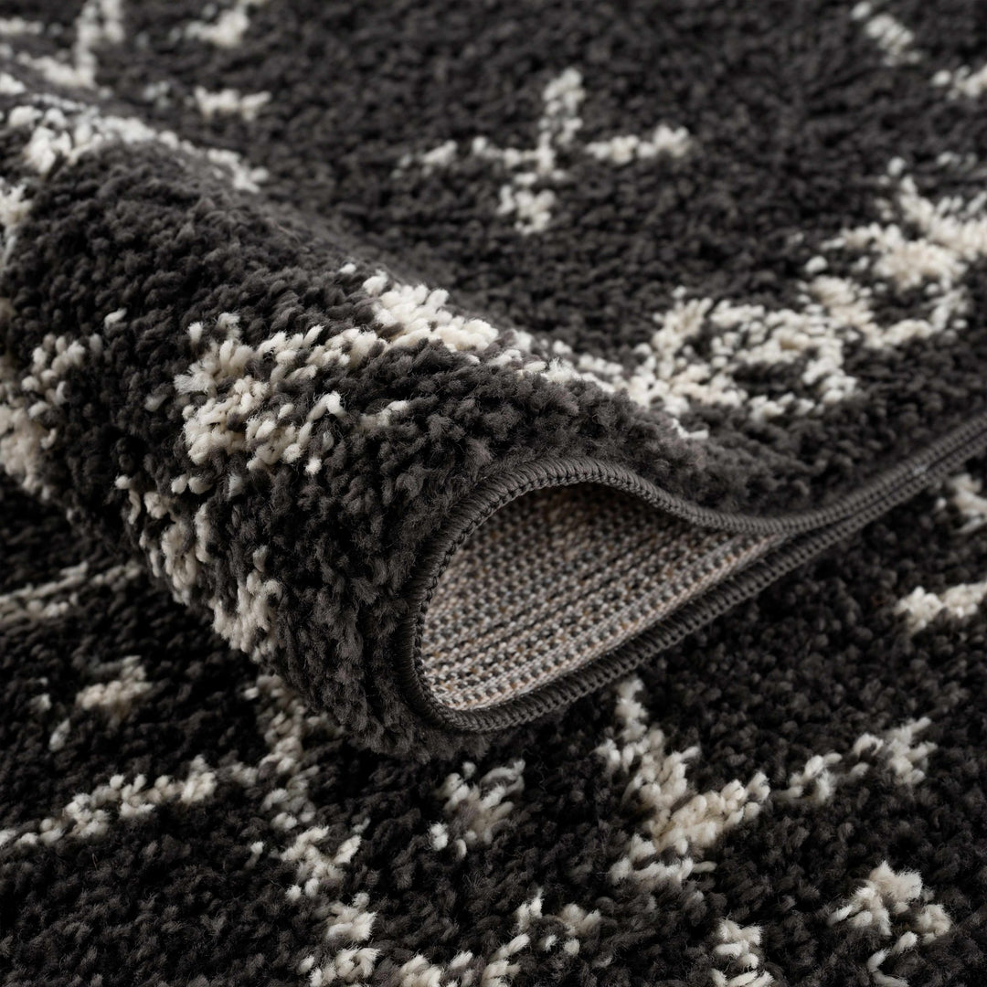 Contemporary Black and Beige Tribal Design Plush Pile Area Rug - The Rug Decor