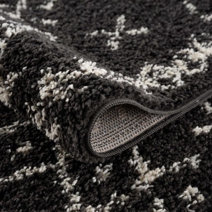 Contemporary Black and Beige Tribal Design Plush Pile Area Rug - The Rug Decor