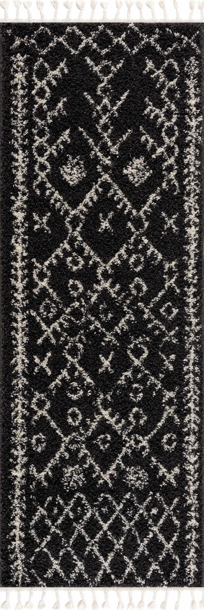 Contemporary Black and Beige Tribal Design Plush Pile Area Rug - The Rug Decor