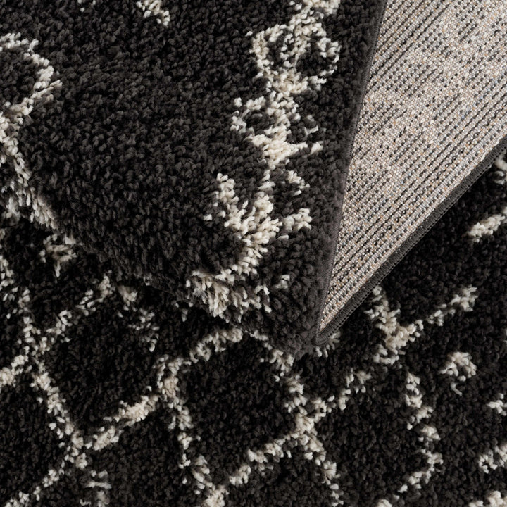 Contemporary Black and Beige Tribal Design Plush Pile Area Rug - The Rug Decor