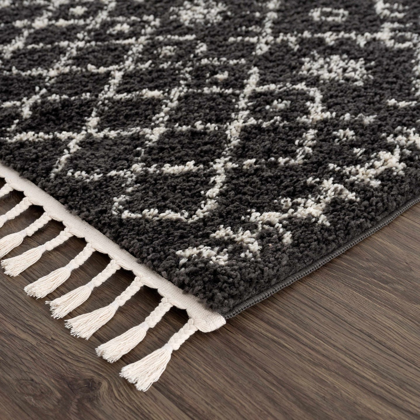Contemporary Black and Beige Tribal Design Plush Pile Area Rug - The Rug Decor