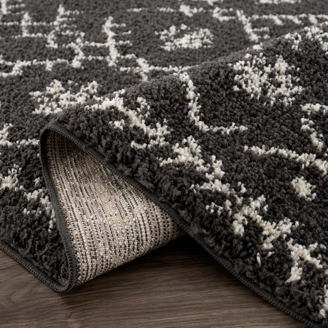 Contemporary Black and Beige Tribal Design Plush Pile Area Rug - The Rug Decor