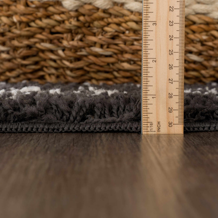Contemporary Black and Beige Tribal Design Plush Pile Area Rug - The Rug Decor