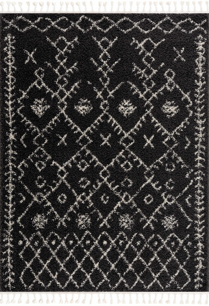 Contemporary Black and Beige Tribal Design Plush Pile Area Rug - The Rug Decor