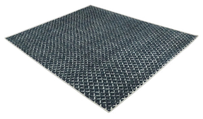 Contemporary Blue, Charcoal and Ivory Hand carved Geometrical Design Hand knotted wool Area Rug - The Rug Decor