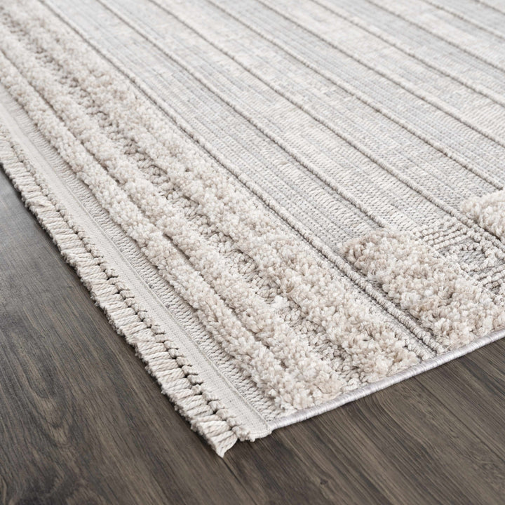 Contemporary Bohemian Silver, Brown, Beige High Low Area rug - The Rug Decor
