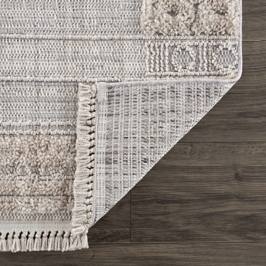 Contemporary Bohemian Silver, Brown, Beige High Low Area rug - The Rug Decor