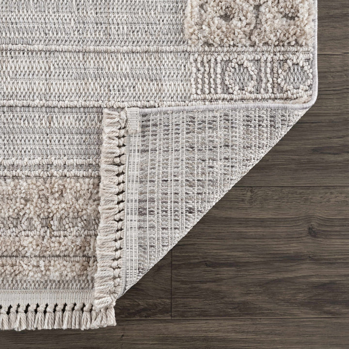 Contemporary Bohemian Silver, Brown, Beige High Low Area rug - The Rug Decor