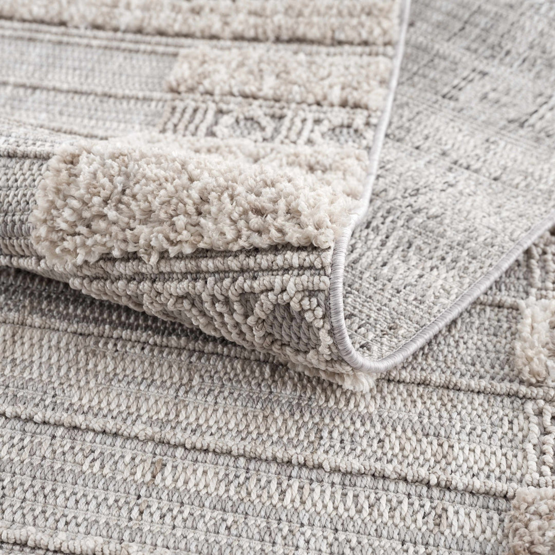 Contemporary Bohemian Silver, Brown, Beige High Low Area rug - The Rug Decor