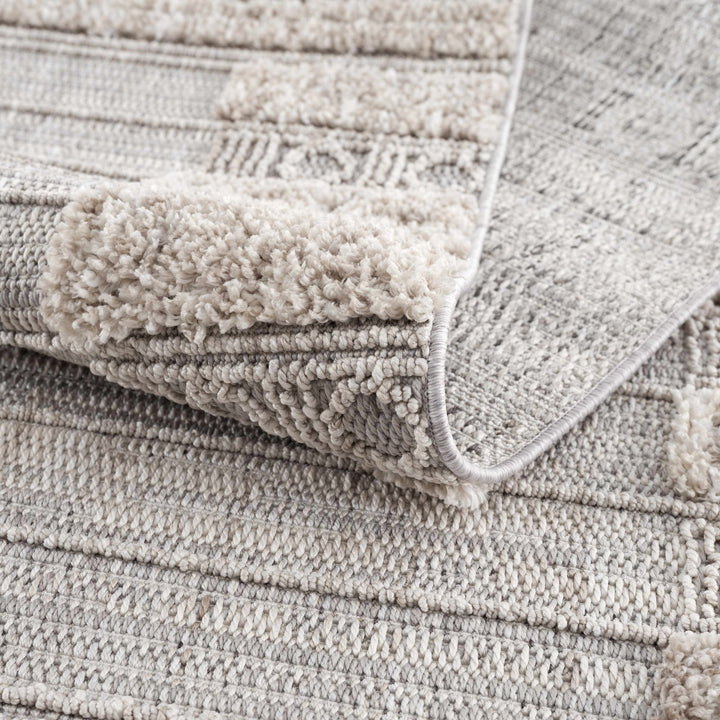 Contemporary Bohemian Silver, Brown, Beige High Low Area rug - The Rug Decor