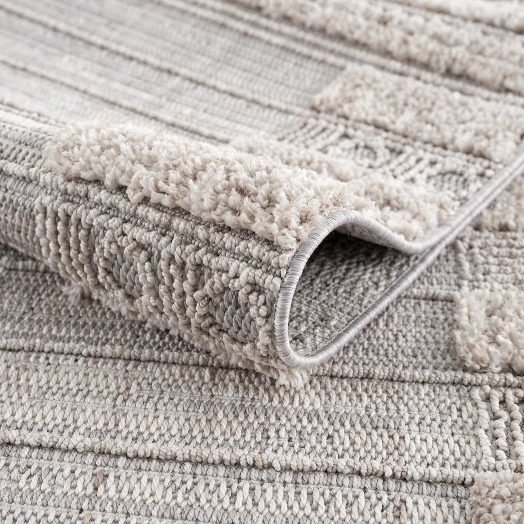 Contemporary Bohemian Silver, Brown, Beige High Low Area rug - The Rug Decor