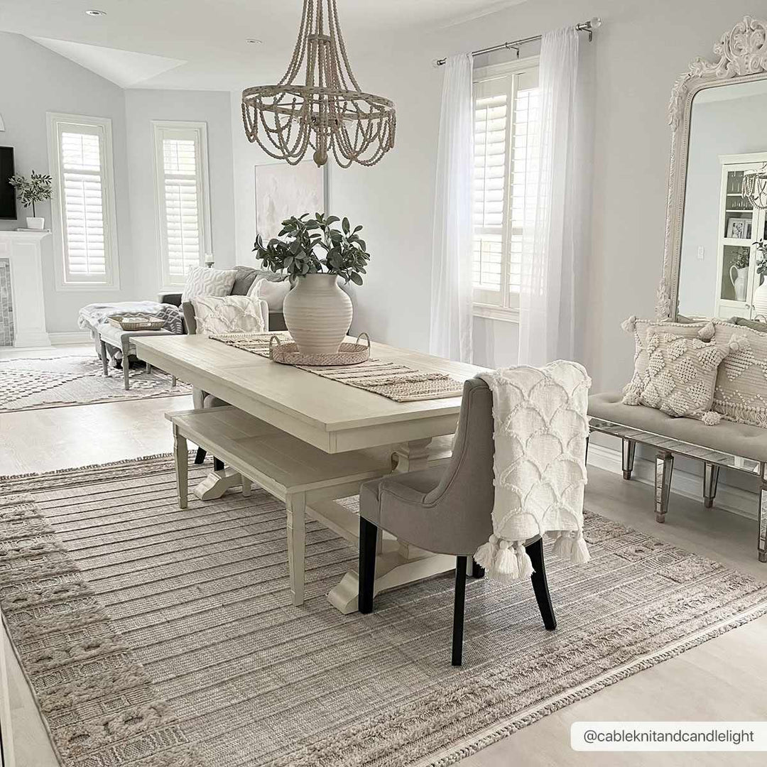 Contemporary Bohemian Silver, Brown, Beige High Low Area rug - The Rug Decor