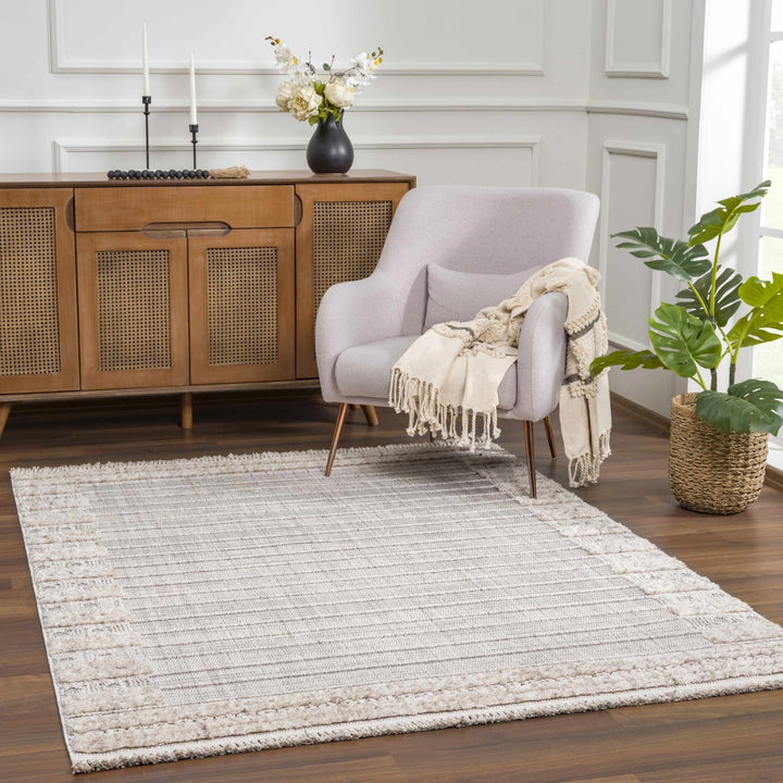 Contemporary Bohemian Silver, Brown, Beige High Low Area rug - The Rug Decor