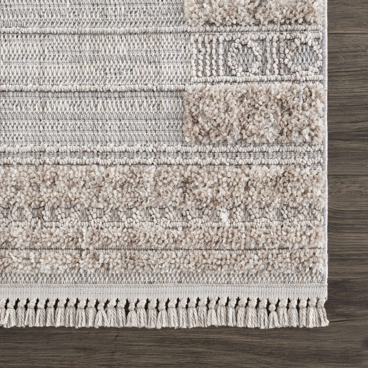 Contemporary Bohemian Silver, Brown, Beige High Low Area rug - The Rug Decor