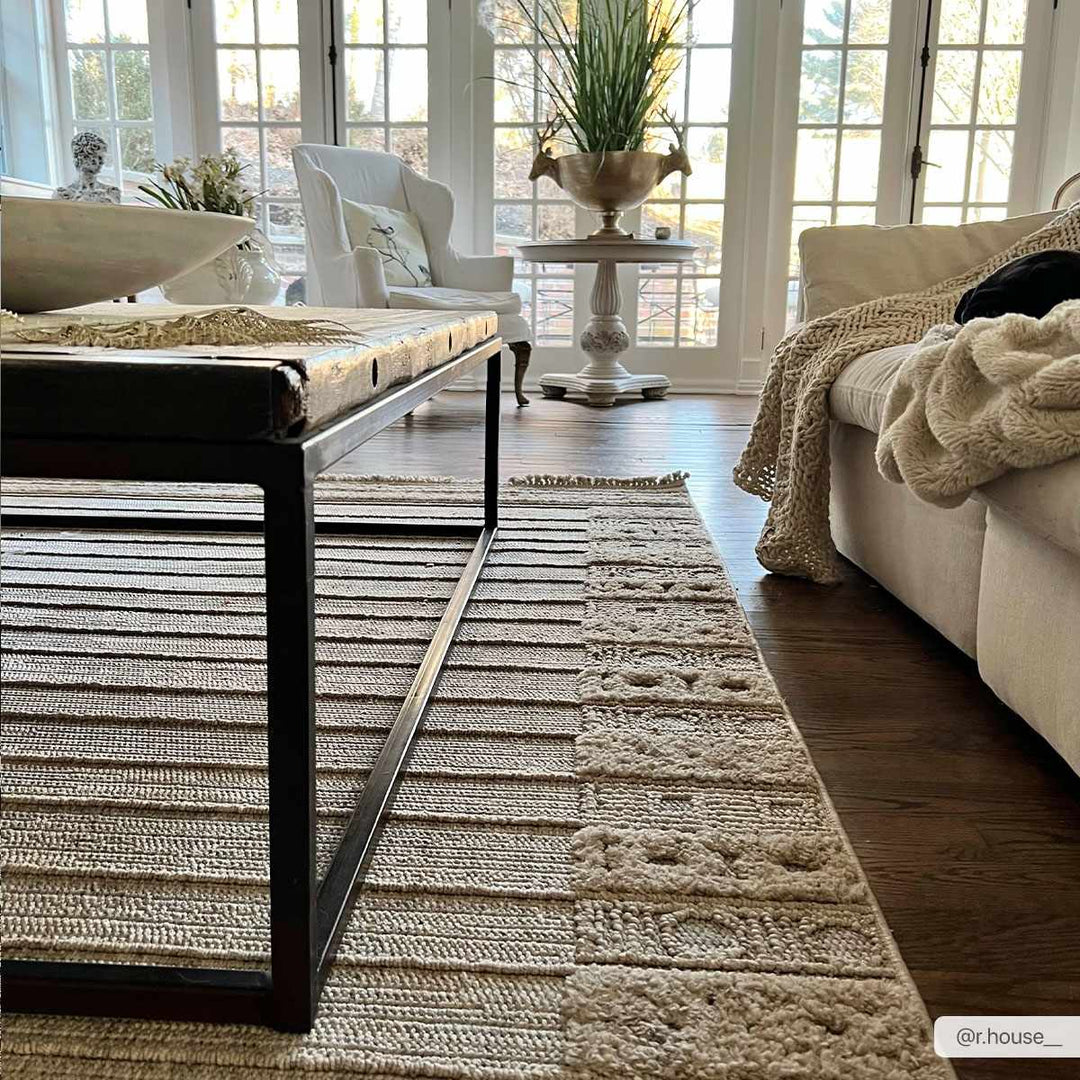 Contemporary Bohemian Silver, Brown, Beige High Low Area rug - The Rug Decor