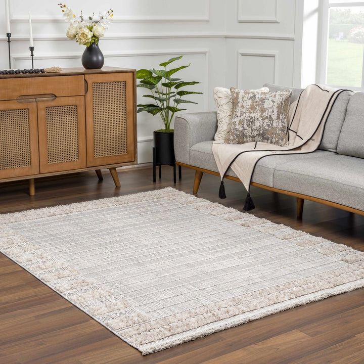 Contemporary Bohemian Silver, Brown, Beige High Low Area rug - The Rug Decor