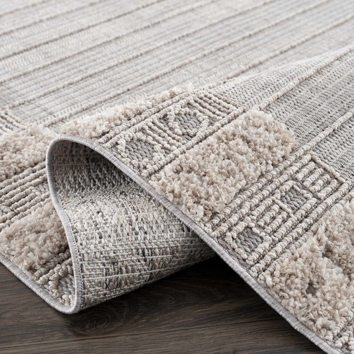 Contemporary Bohemian Silver, Brown, Beige High Low Area rug - The Rug Decor