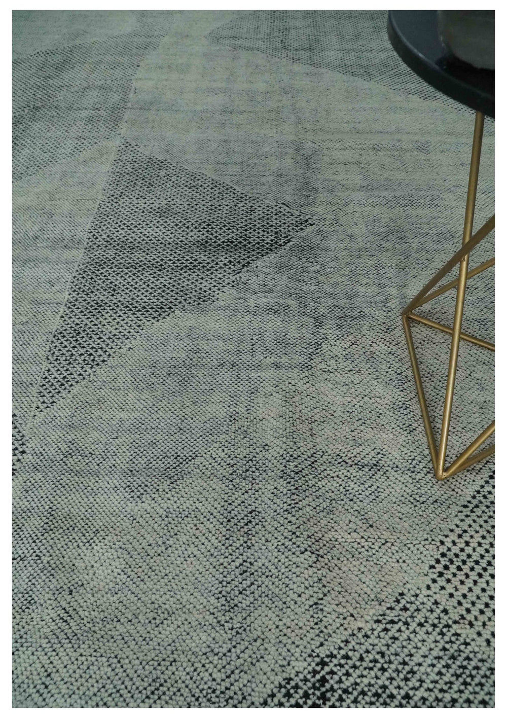 Contemporary Charcoal, Silver and Beige Design 9x12 Hand knotted wool Area Rug - The Rug Decor