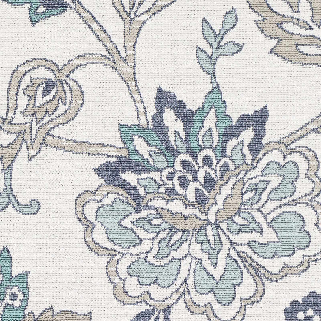 Contemporary Floral Design Beige, Teal, Blue and Grayish Brown Area Rug - The Rug Decor